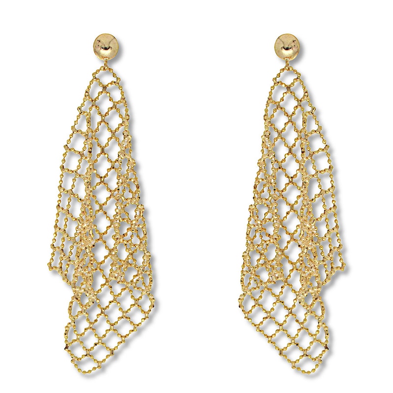 Main Image 1 of Woven Square Dangle Earrings 10K Yellow Gold