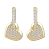 Diamond Heart Drop Earrings 1/2 carat tw Round 14K Yellow Gold