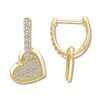 Thumbnail Image 1 of Diamond Heart Drop Earrings 1/2 carat tw Round 14K Yellow Gold