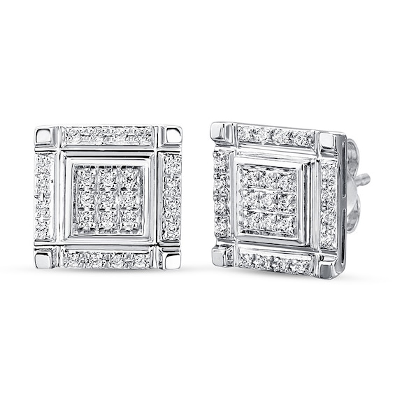 Men's Stud Earrings 1/5 ct tw Diamonds 10K White Gold Jared