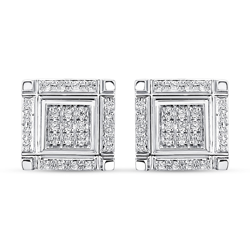 Main Image 3 of Men's Stud Earrings 1/5 ct tw Diamonds 10K White Gold
