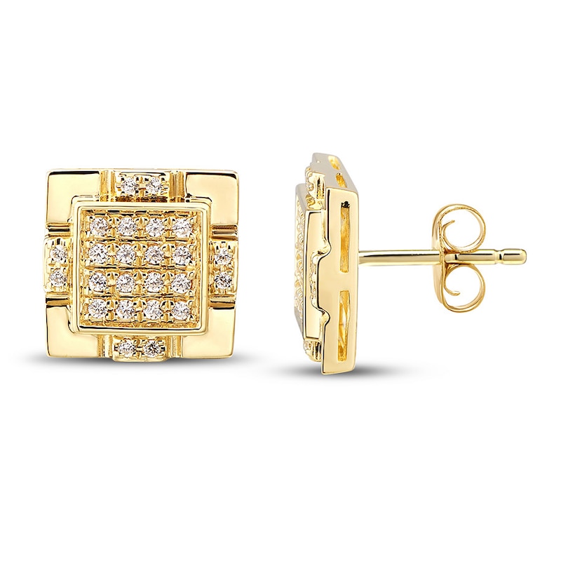 Main Image 2 of Men's Stud Earrings 1/4 ct tw Diamonds 10K Yellow Gold