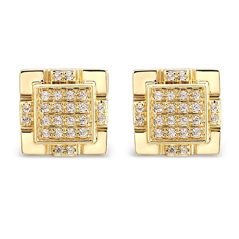 Main Image 3 of Men's Stud Earrings 1/4 ct tw Diamonds 10K Yellow Gold