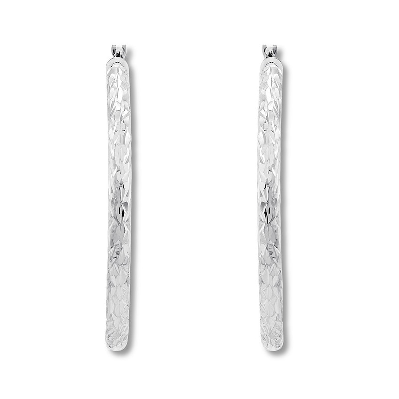 Main Image 3 of Textured Hoop Earrings 14K White Gold 40mm