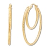 Thumbnail Image 0 of Textured Double Hoop Earrings 14K Yellow Gold