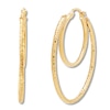 Thumbnail Image 1 of Textured Double Hoop Earrings 14K Yellow Gold