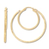 Thumbnail Image 1 of Textured Double Hoop Earrings 14K Yellow Gold