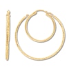 Thumbnail Image 2 of Textured Double Hoop Earrings 14K Yellow Gold
