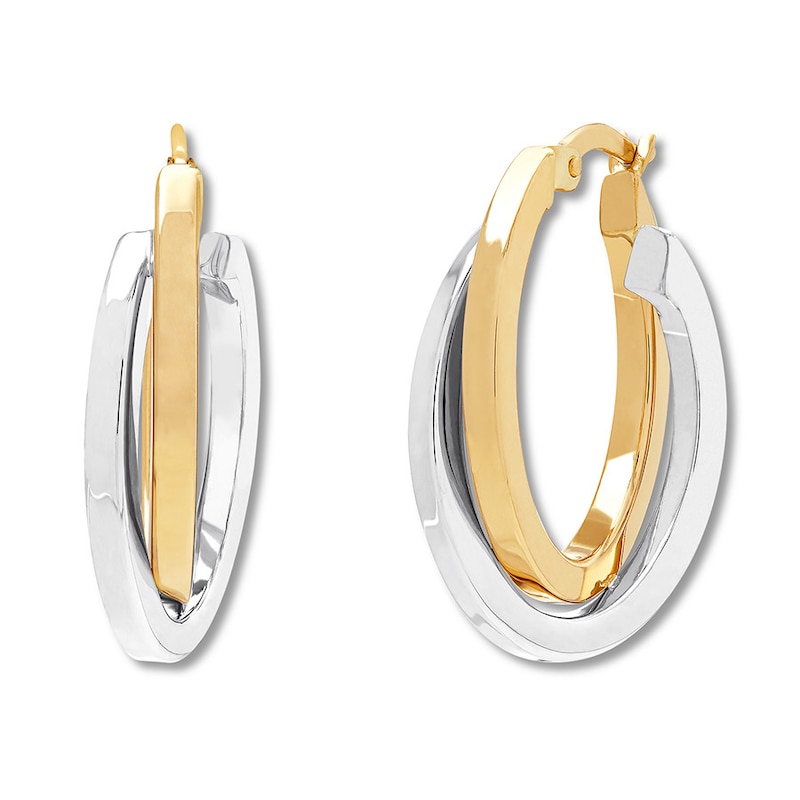 Double Hoop Earrings 14K Two-Tone Gold