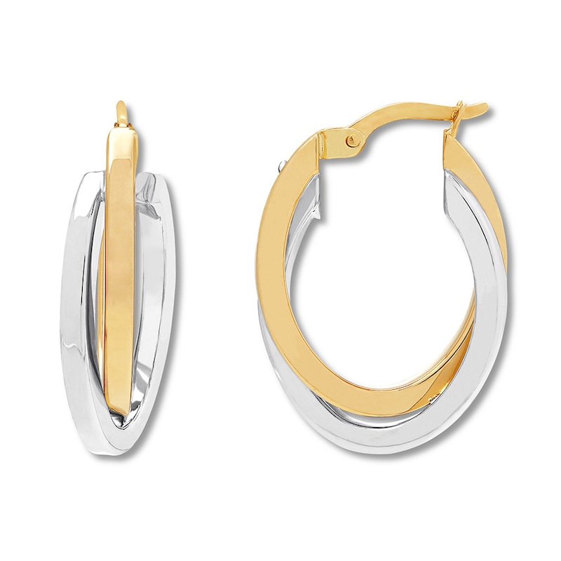 Double Hoop Earrings 14K Two-Tone Gold