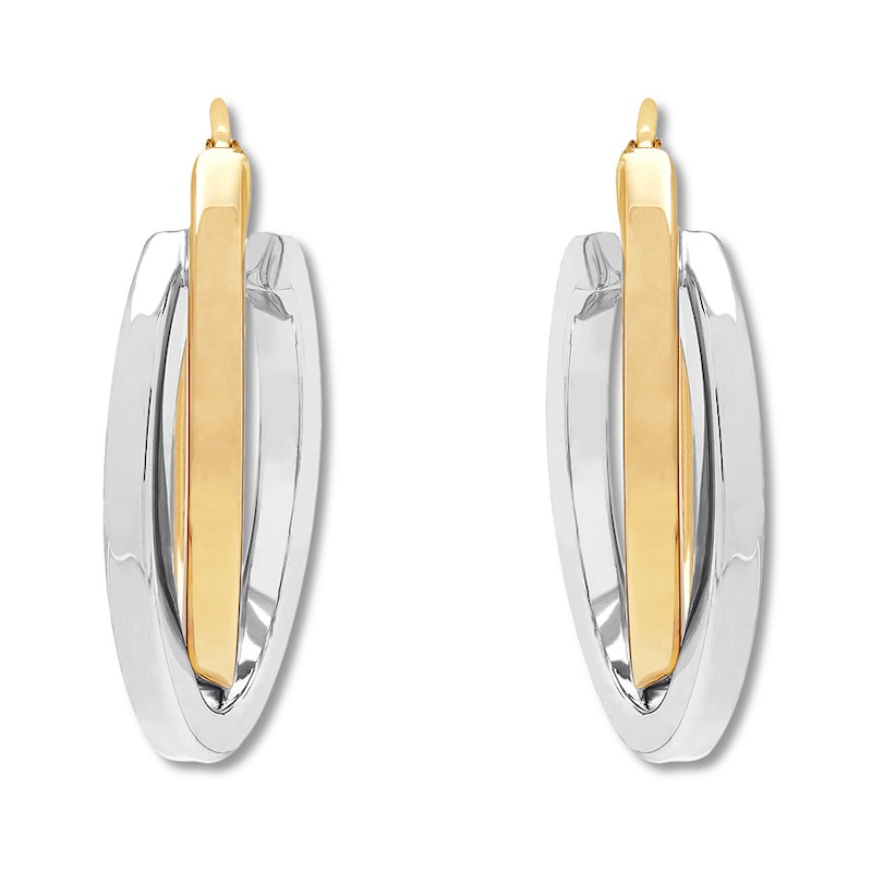 Double Hoop Earrings 14K Two-Tone Gold