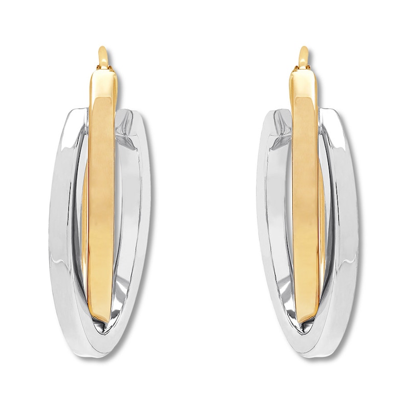 Main Image 3 of Double Hoop Earrings 14K Two-Tone Gold