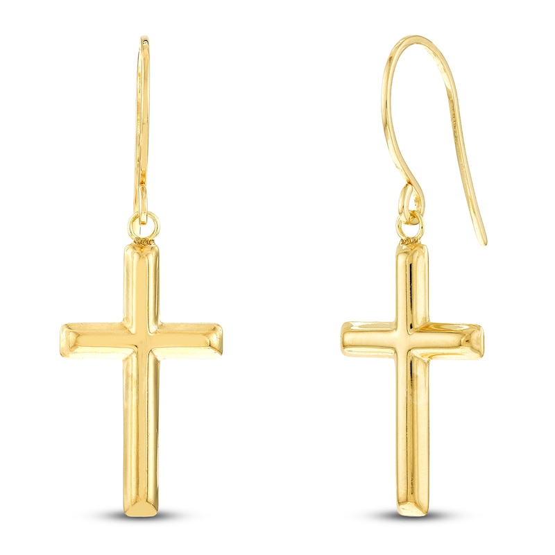 Main Image 2 of Cross Drop Earrings 14K Yellow Gold