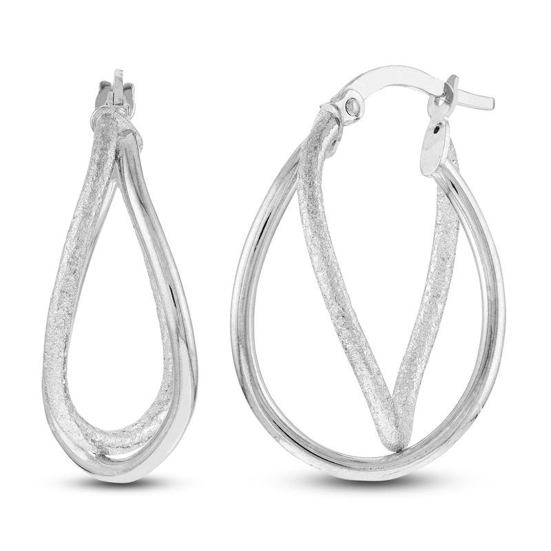 Main Image 2 of Twisted Hoop Earrings 14K White Gold