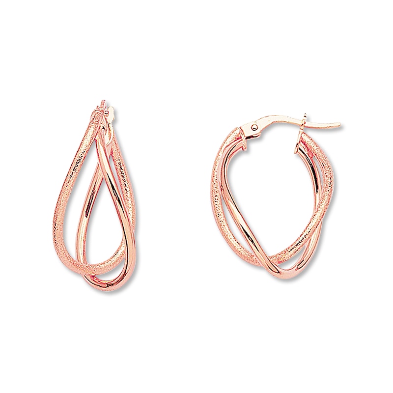 Main Image 1 of Twisted Hoop Earrings 14K Rose Gold