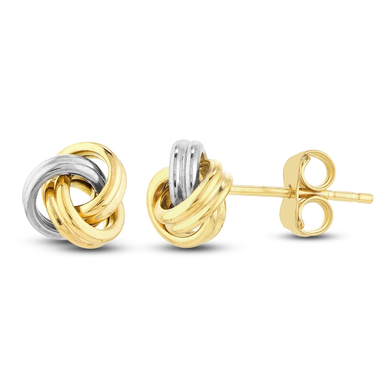 Main Image 1 of Love Knot Earrings 14K Two-Tone Gold