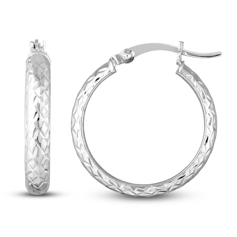 Hoop Earrings 14K White Gold 20mm