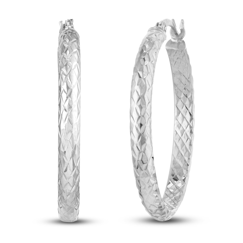 Main Image 2 of Hoop Earrings 14K White Gold 30mm