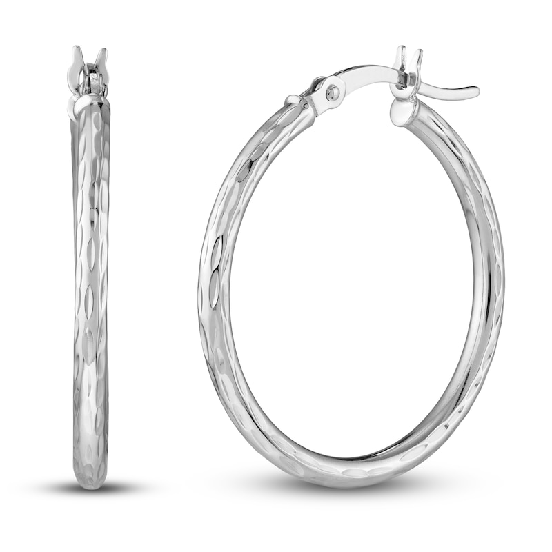 Hoop Earrings 14K White Gold 25mm