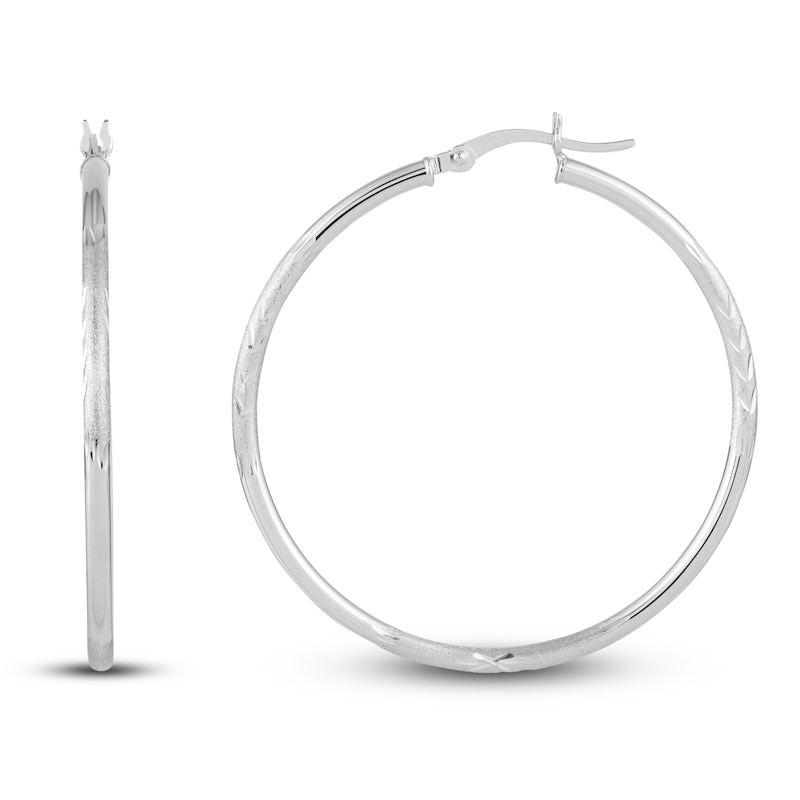 Hoop Earrings 14K White Gold 40mm