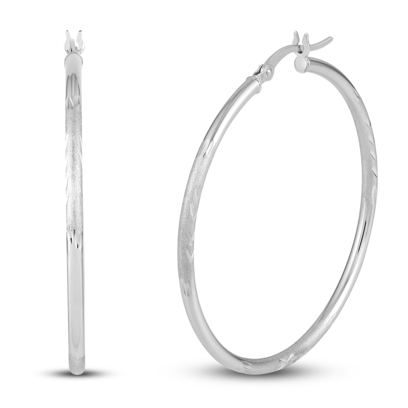 Hoop Earrings 14K White Gold 40mm