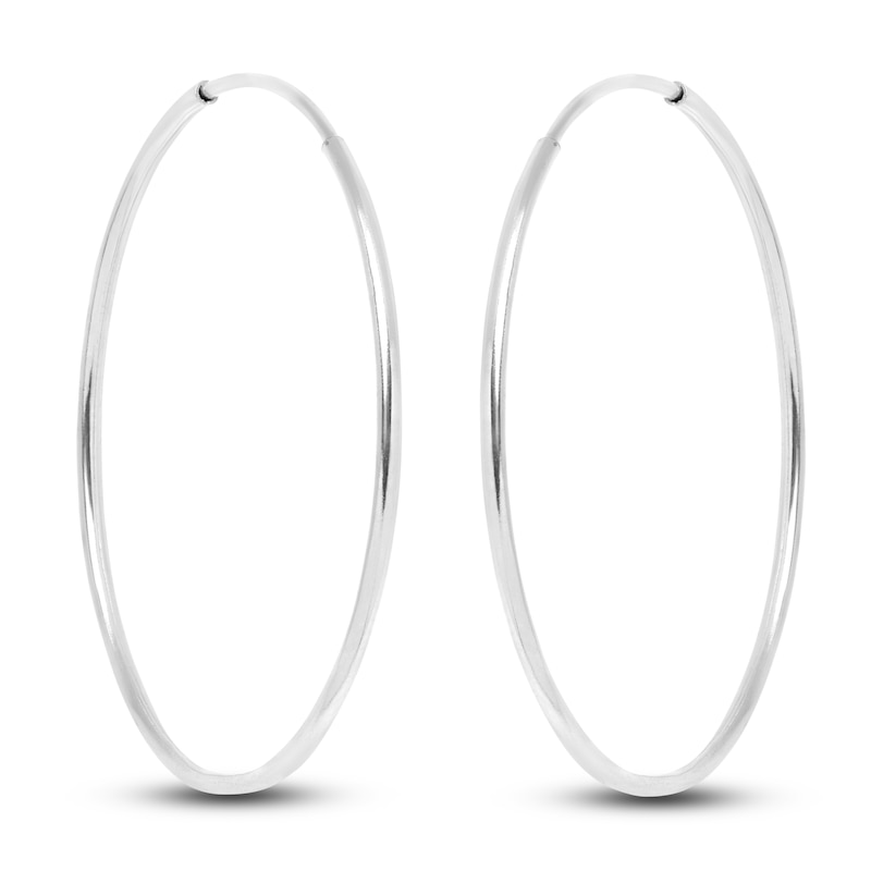 Endless Hoop Earrings 14K White Gold 16mm