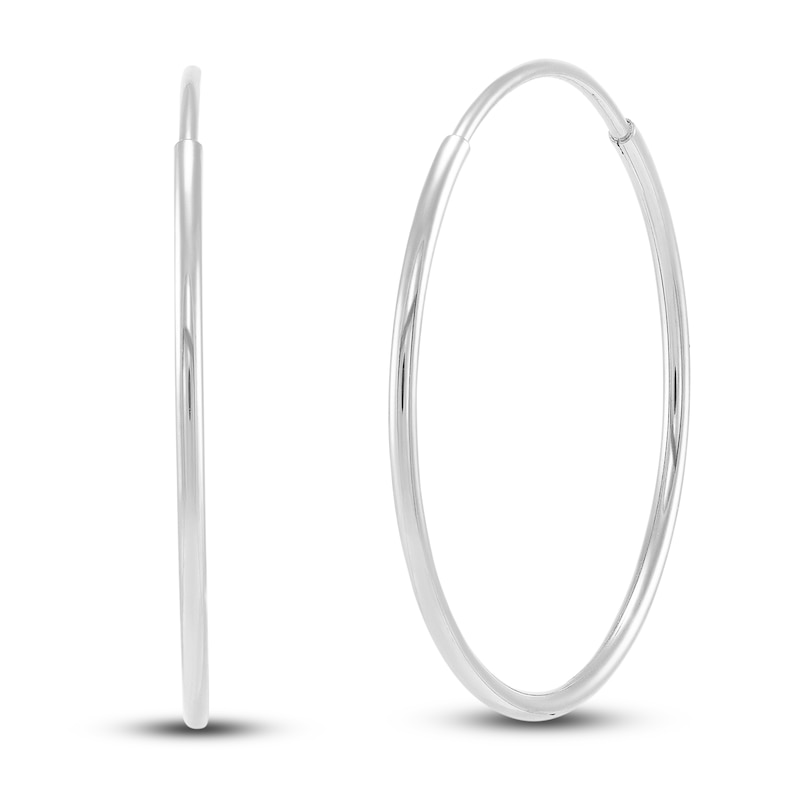 Main Image 3 of Endless Hoop Earrings 14K White Gold 16mm
