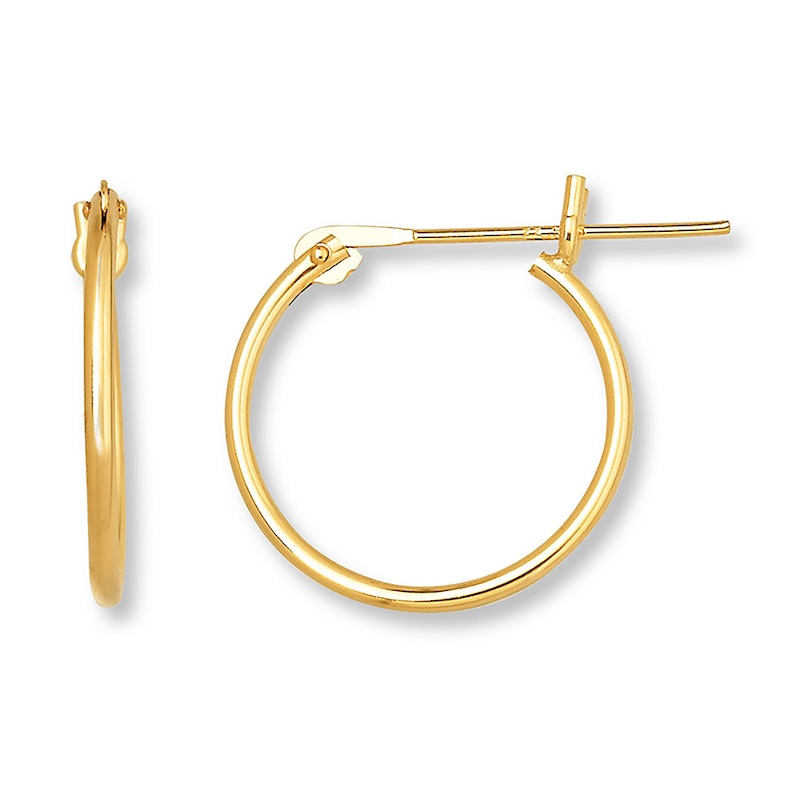 Young Teen Hoop Earrings 14K Yellow Gold 14mm