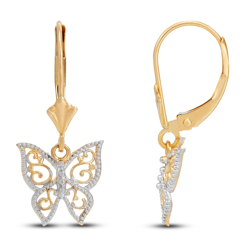Main Image 1 of Butterfly Dangle Earrings 14K Yellow Gold