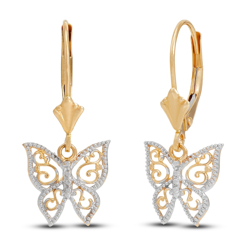 Main Image 2 of Butterfly Dangle Earrings 14K Yellow Gold