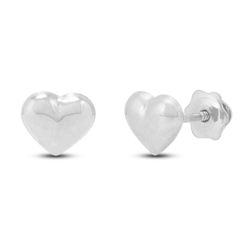 Main Image 2 of Children's Heart Earrings 14K White Gold