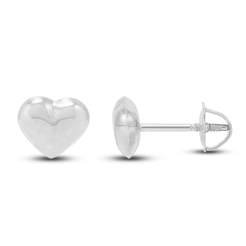 Main Image 3 of Children's Heart Earrings 14K White Gold