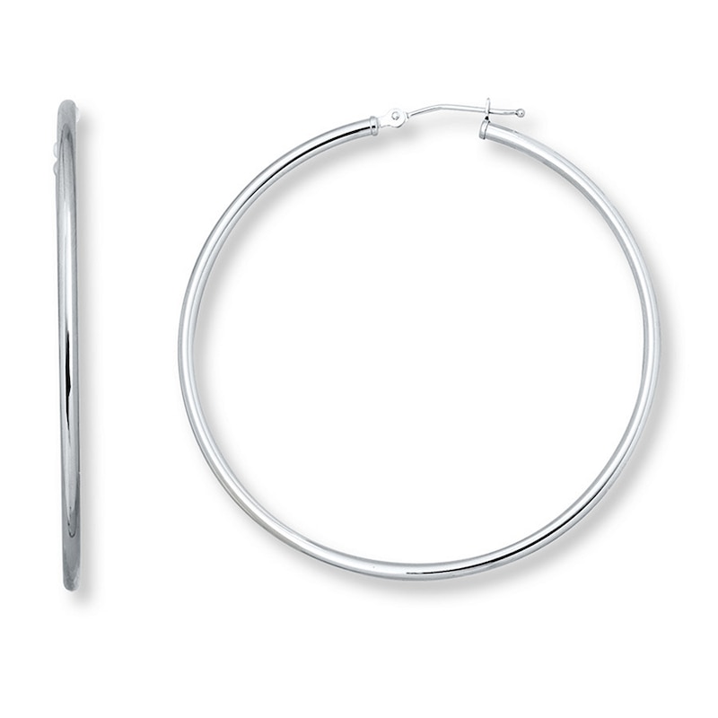 Main Image 1 of Hoop Earrings 14K White Gold 50mm
