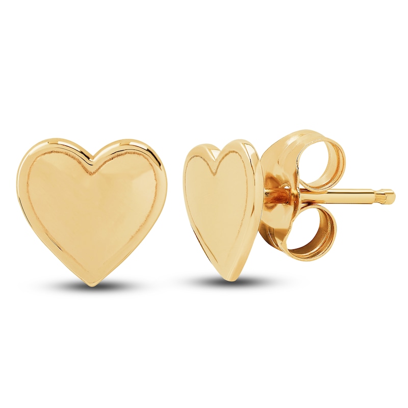 Young Teen Heart Earrings 14K Yellow Gold