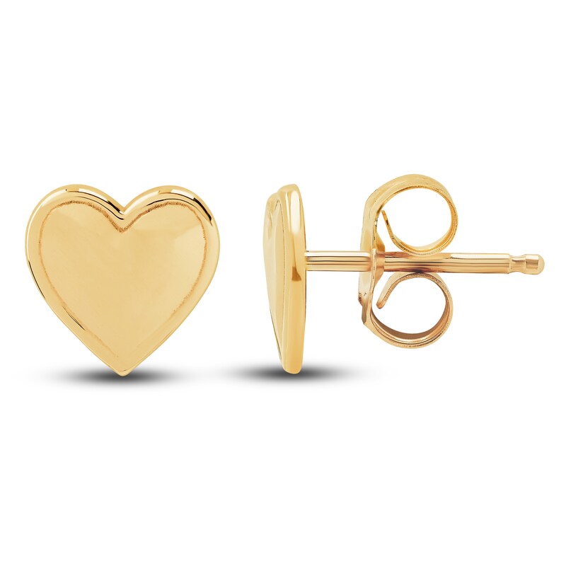 Young Teen Heart Earrings 14K Yellow Gold