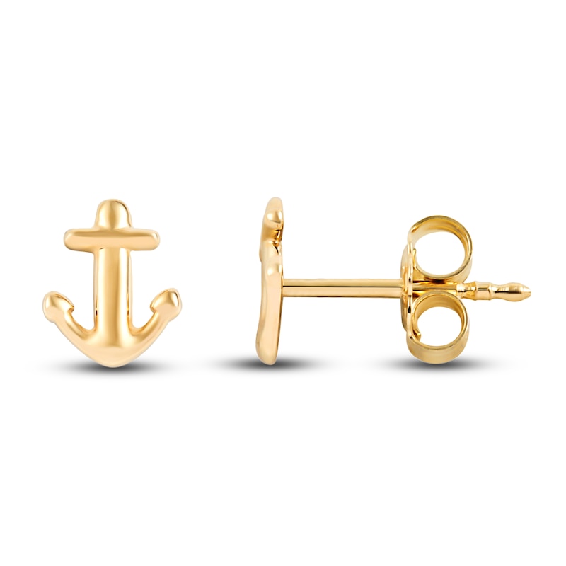 Young Teen Anchor Earrings 14K Yellow Gold