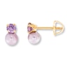 Thumbnail Image 1 of Children's Earrings Cultured Pearl & Amethyst 14K Yellow Gold