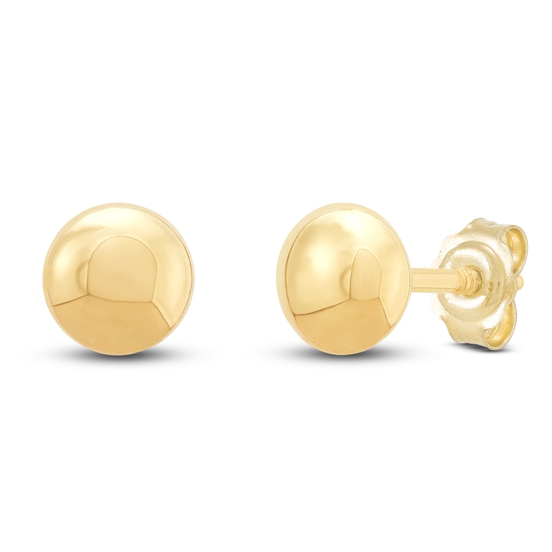 Children's Earrings 4mm Flat-top Ball 14K Yellow Gold