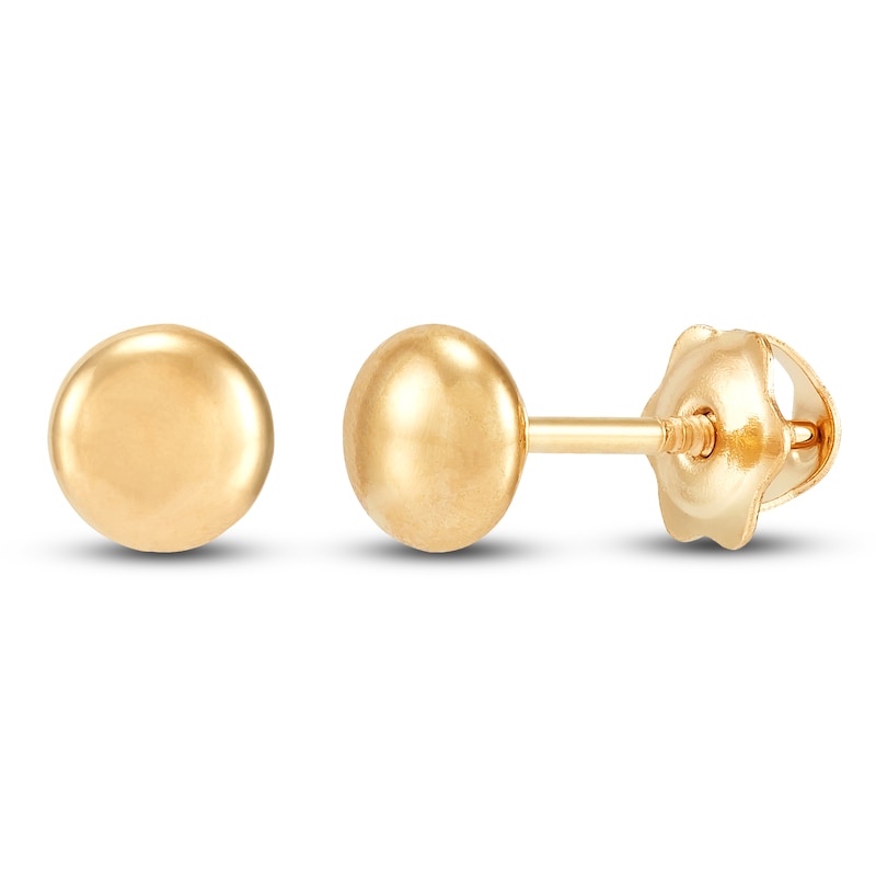 Baby or Toddler's Gold Ball Earrings, Safety Backs, 14K Yellow Gold