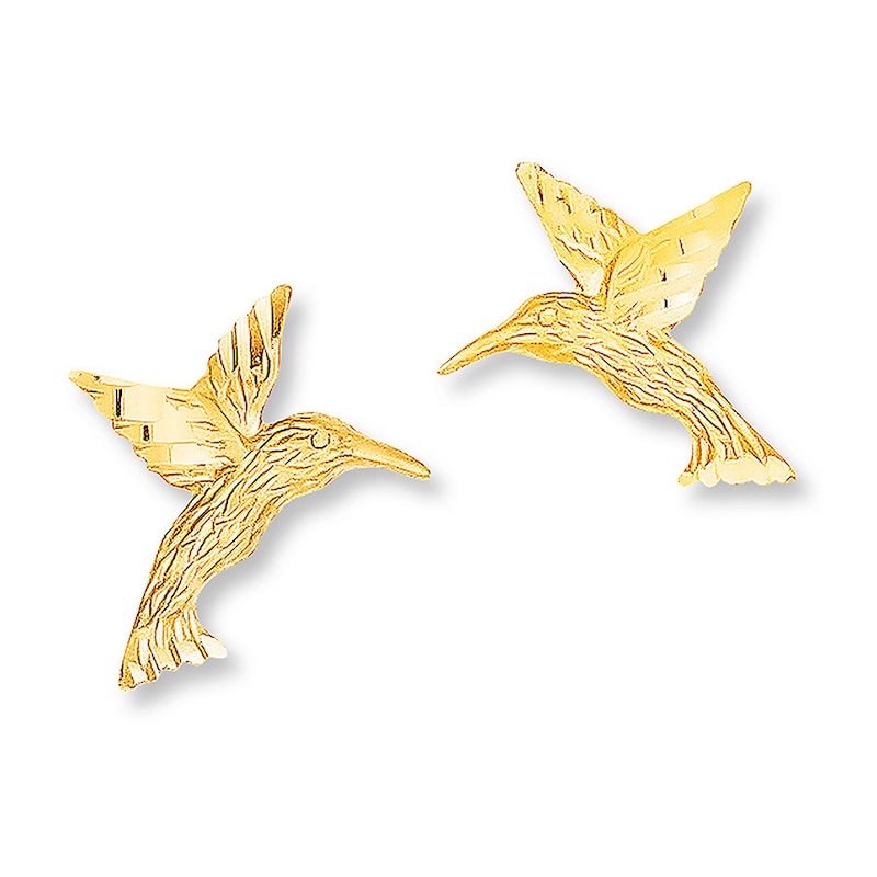 Main Image 1 of Hummingbird Earrings 14K Yellow Gold