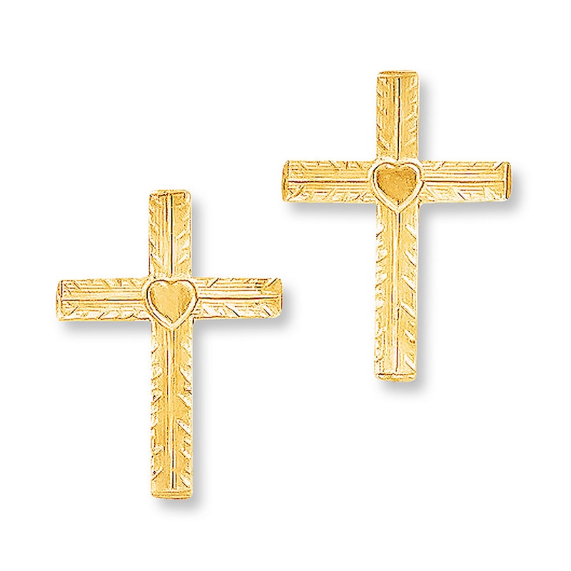 Cross Earrings 14K Yellow Gold