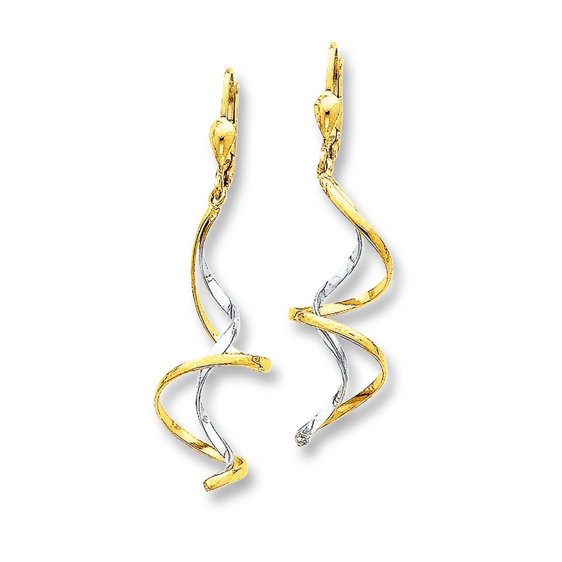 Main Image 1 of Dangle Earrings 14K Two-Tone Gold