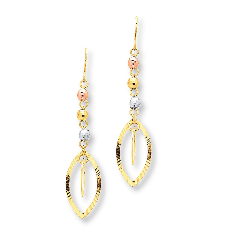 Main Image 1 of Dangle Earrings 14K Tri-Color Gold