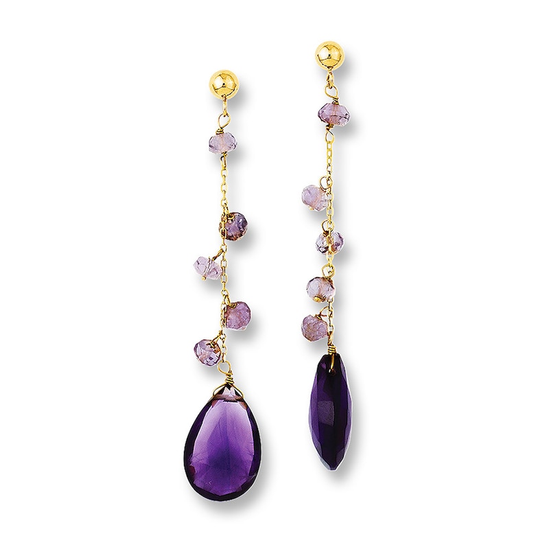 Main Image 1 of Amethyst Earrings 14K Yellow Gold
