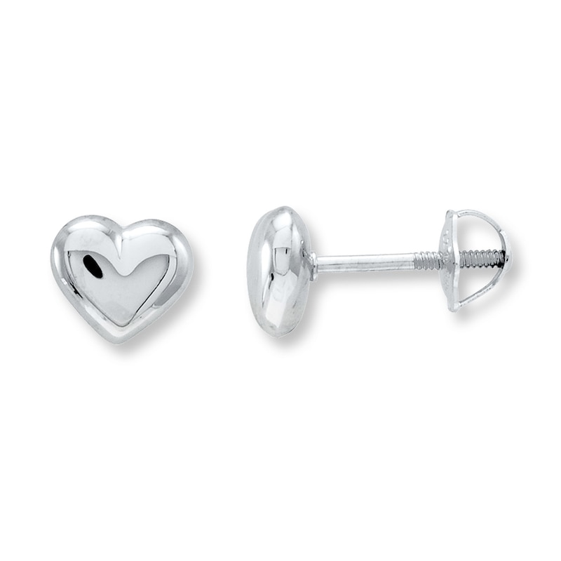 Puffed Heart Earrings 14K White Gold | Jared