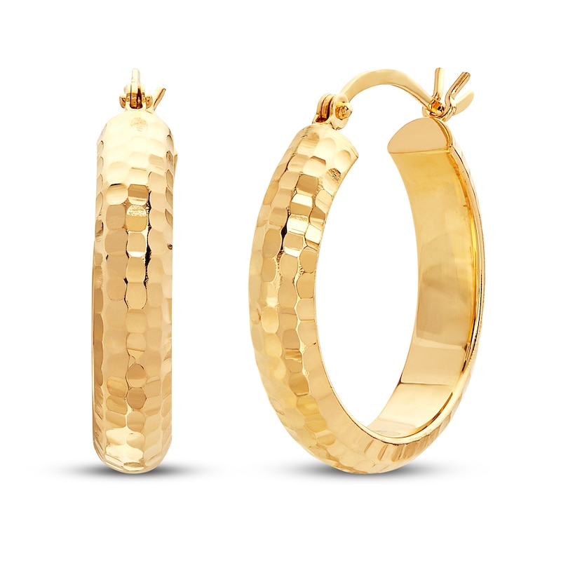 Round Hoop Earrings 14K Yellow Gold