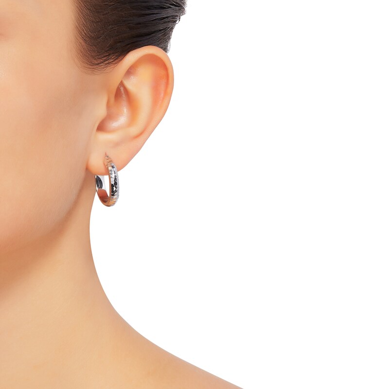 Main Image 3 of Round Hoop Earrings 14K White Gold 21mm