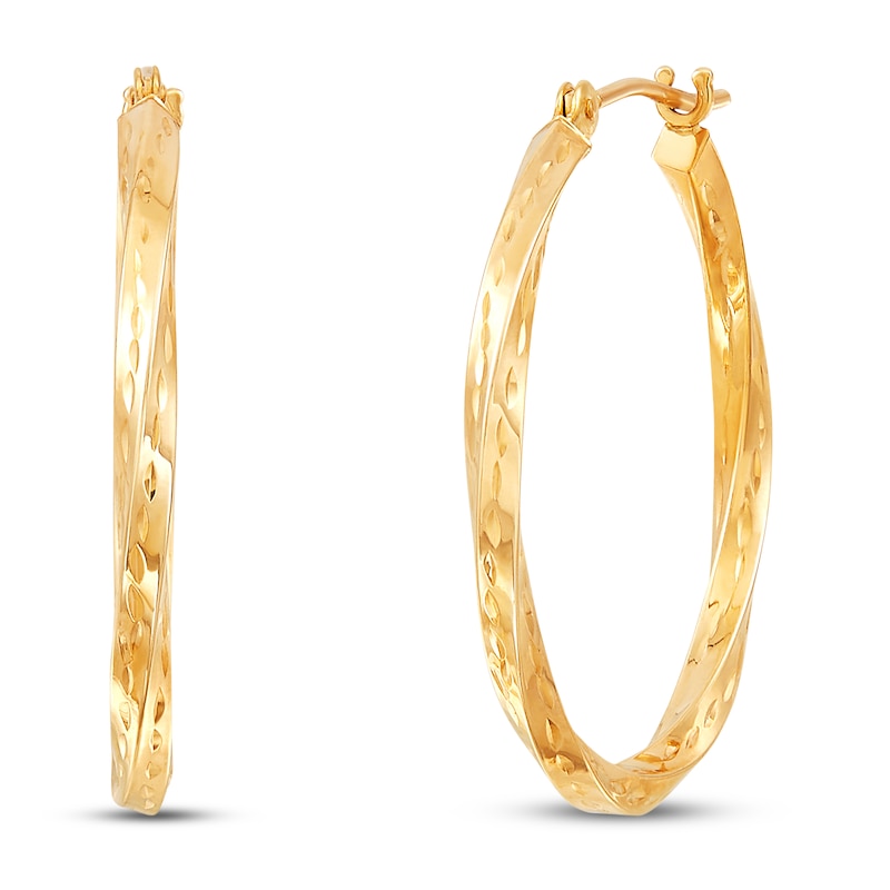 Main Image 1 of Twisted Hoop Earrings 10K Yellow Gold