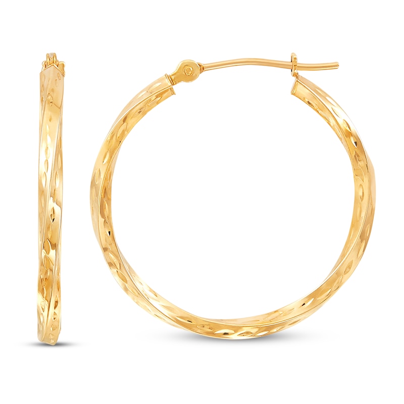Main Image 2 of Twisted Hoop Earrings 10K Yellow Gold