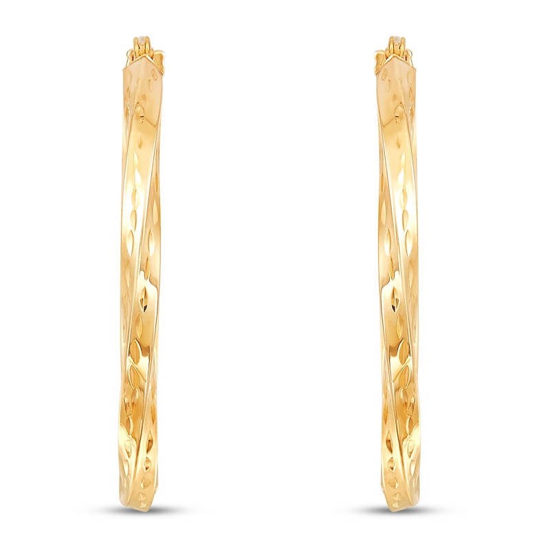 Twisted Hoop Earrings 10K Yellow Gold
